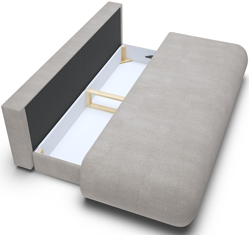 Kanapa rozkładana trzyosobowa Armone jasnoszara szenil  - zdjęcie 4