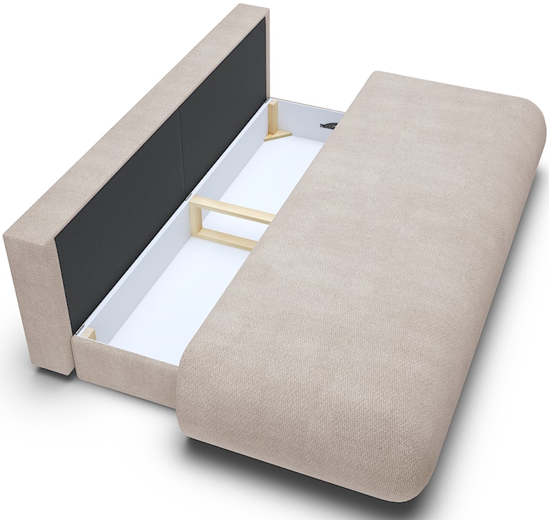 Kanapa rozkładana trzyosobowa Armone jasnobeżowa szenil  - zdjęcie 4