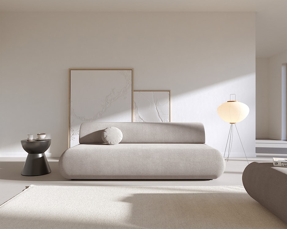 Kanapa rozkładana trzyosobowa Armone jasnoszara szenil  - zdjęcie 2