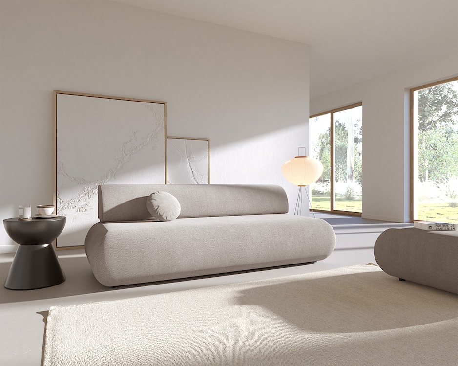 Kanapa rozkładana trzyosobowa Armone jasnoszara szenil  - zdjęcie 5