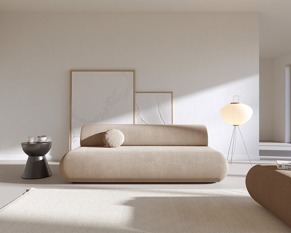 Kanapa rozkładana trzyosobowa Armone beżowa szenil  - zdjęcie 2