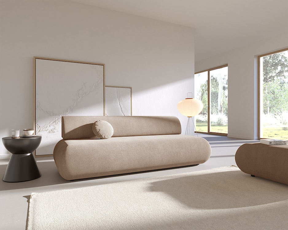 Kanapa rozkładana trzyosobowa Armone beżowa szenil  - zdjęcie 5