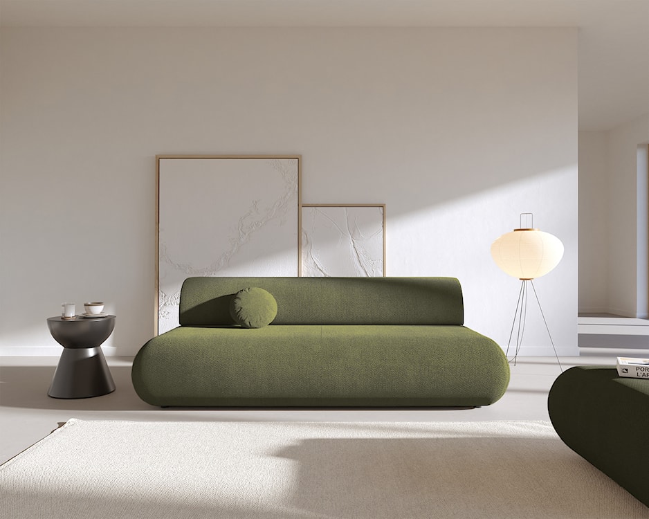 Kanapa rozkładana trzyosobowa Armone oliwkowa szenil  - zdjęcie 2