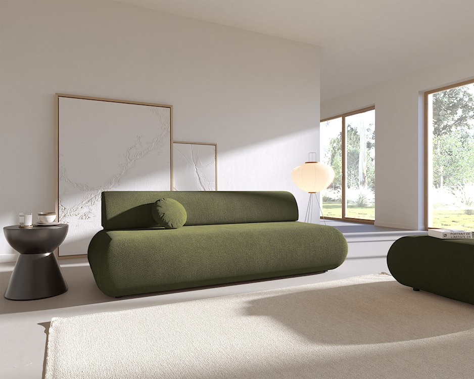 Kanapa rozkładana trzyosobowa Armone oliwkowa szenil  - zdjęcie 5