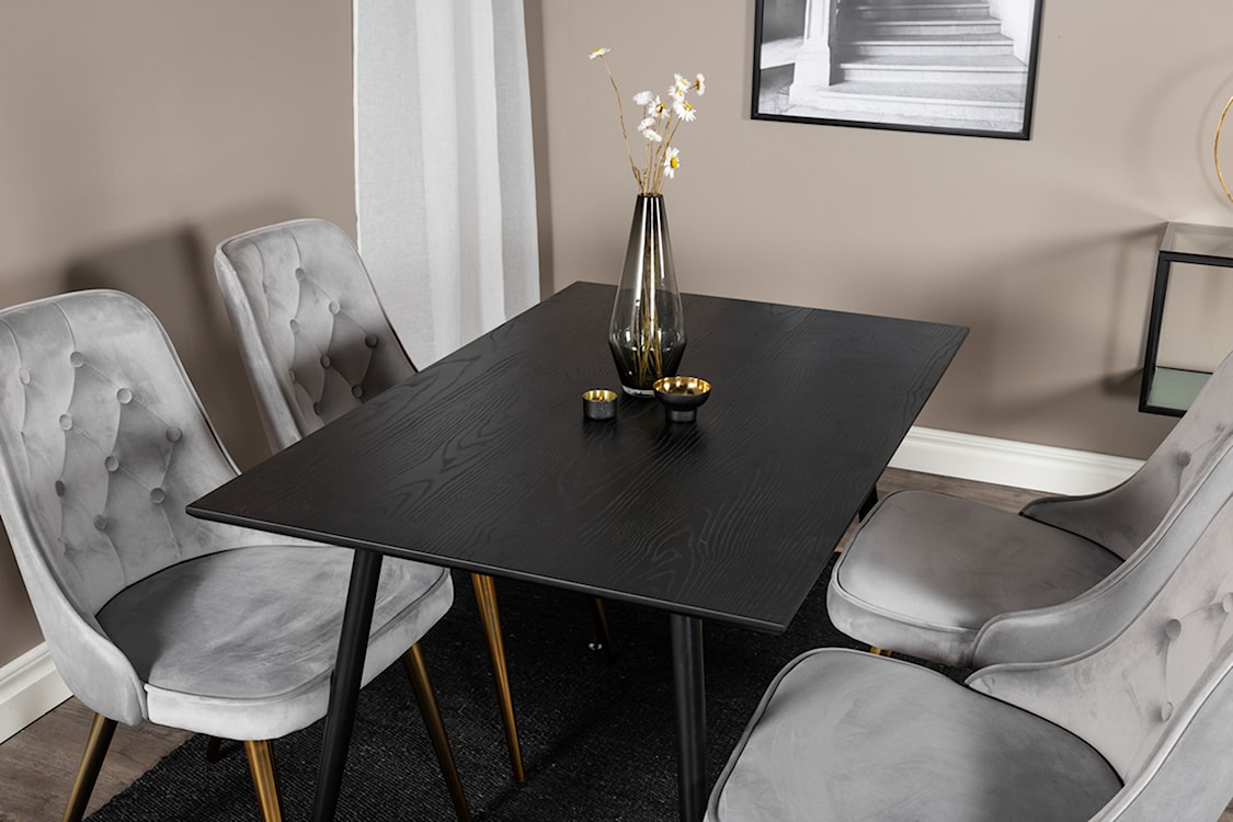 Stół jadalniany Artized intensywnie czarny na stalowych nogach ze złotymi elementami  - zdjęcie 3