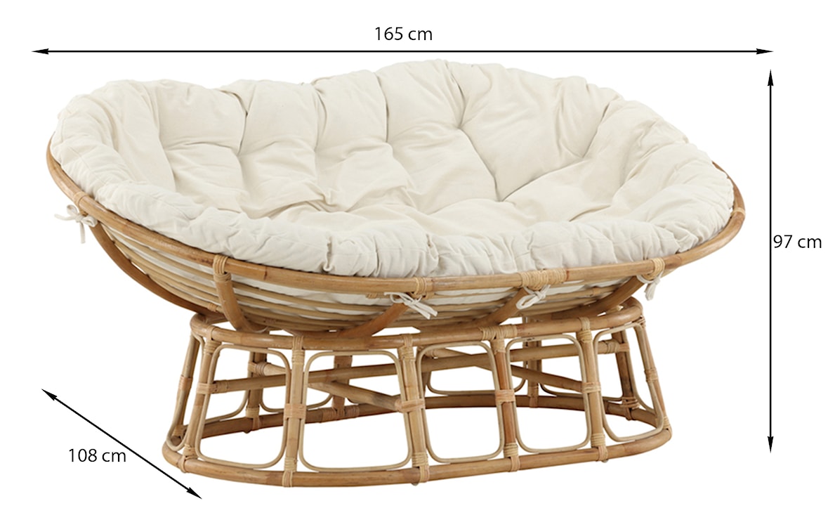 Sofa ogrodowa Alvity rattan naturalny brąz/kremowe poduszki  - zdjęcie 9