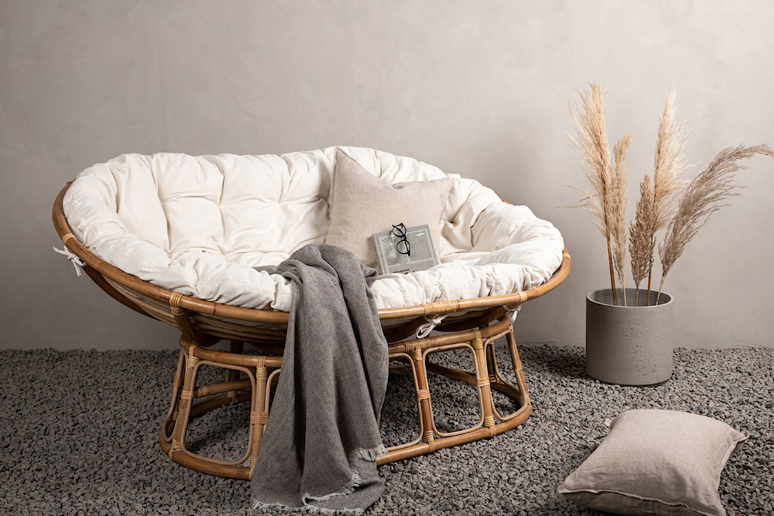 Sofa ogrodowa Alvity rattan naturalny brąz/kremowe poduszki  - zdjęcie 2