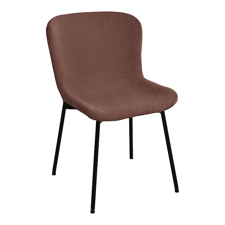 Krzesło do jadalni Auralica brązowe na prostych czarnych nóżkach boucle
