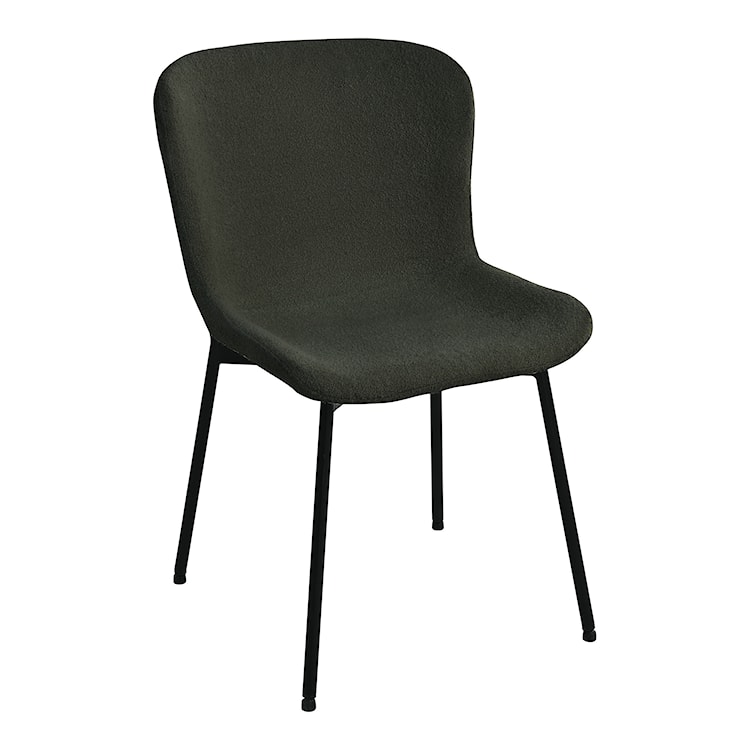 Krzesło do jadalni Auralica ciemnozielone na prostych czarnych nóżkach boucle