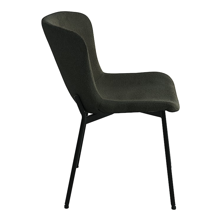 Krzesło do jadalni Auralica ciemnozielone na prostych czarnych nóżkach boucle  - zdjęcie 3