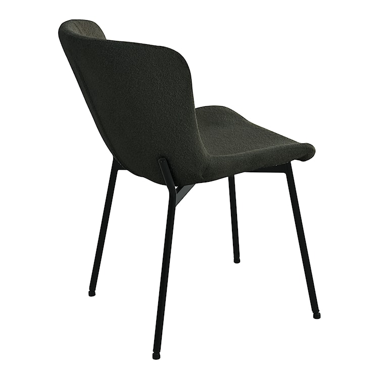 Krzesło do jadalni Auralica ciemnozielone na prostych czarnych nóżkach boucle  - zdjęcie 4
