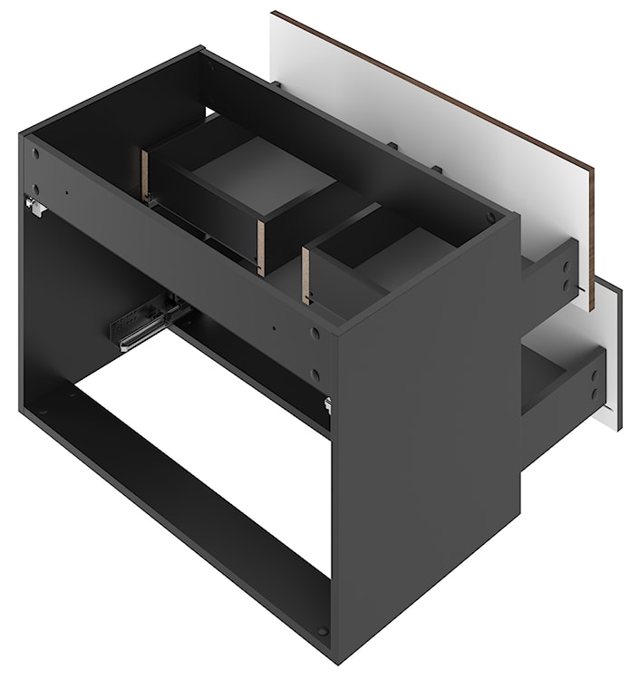 Szafka łazienkowa z blatem i umywalką nablatową Avella 80 cm ryflowany front czarny mat / orzech  - zdjęcie 9