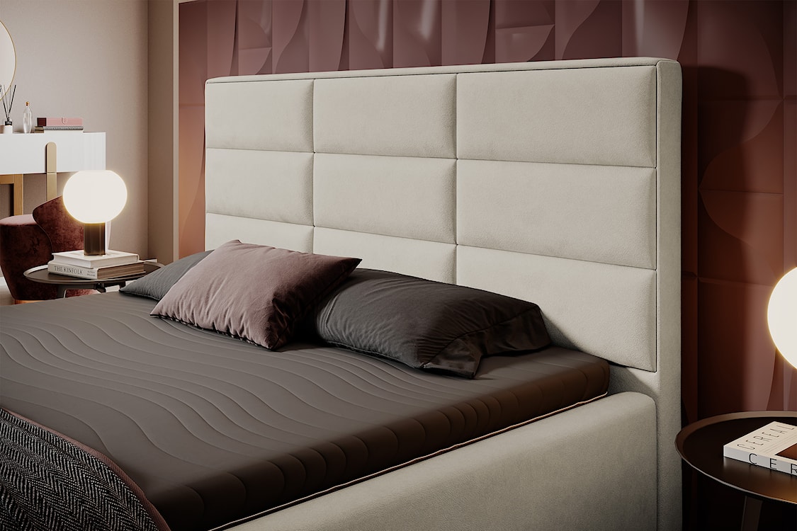 Łóżko tapicerowane 200x200 cm Suvereto z pojemnikiem hydrofobowe szarobeżowe  - zdjęcie 3