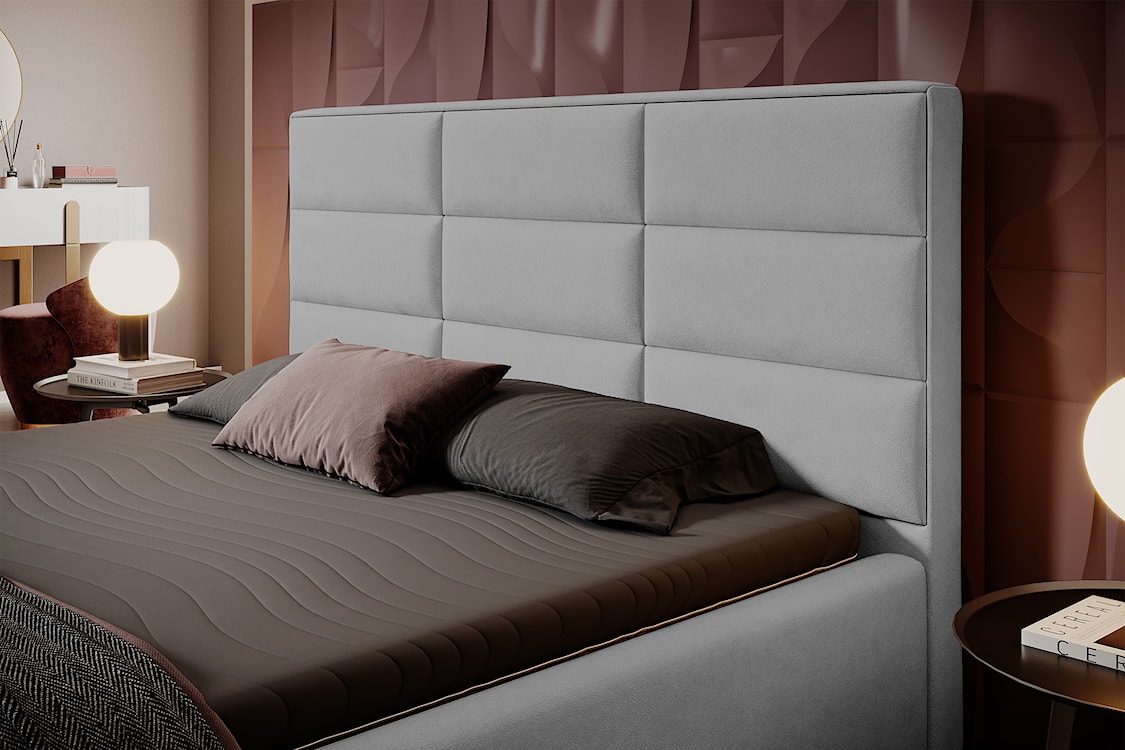 Łóżko tapicerowane 180x200 cm Suvereto z pojemnikiem hydrofobowe szare  - zdjęcie 3