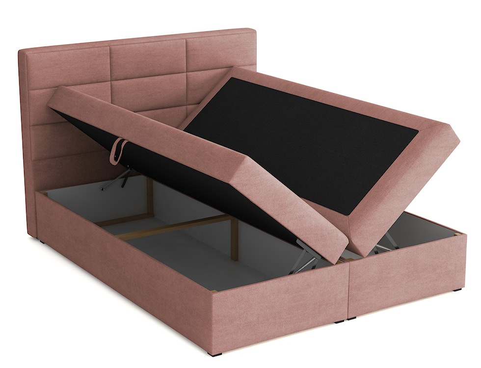 Łóżko kontynentalne 160x200 cm Suvereto z pojemnikami i topperem ciemnoróżowe welur łatwoczyszczący  - zdjęcie 3