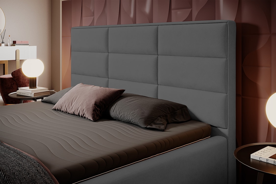 Łóżko tapicerowane 140x200 cm Suvereto hydrofobowe ciemnoszare  - zdjęcie 3