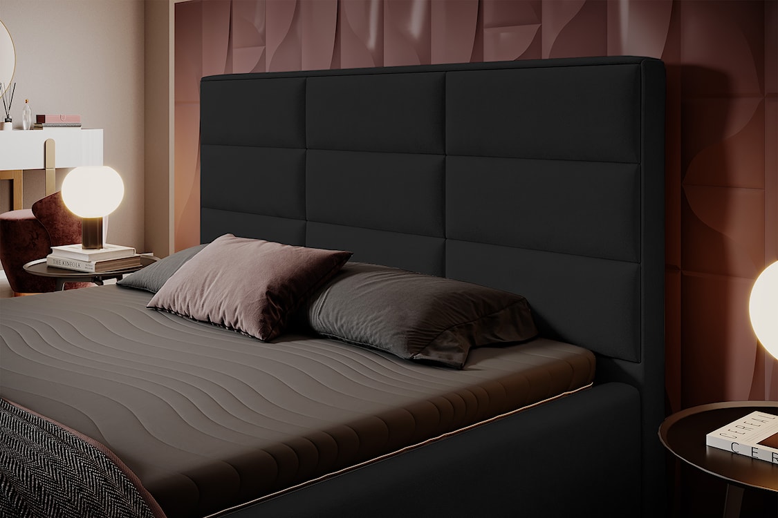 Łóżko tapicerowane 140x200 cm Suvereto hydrofobowe czarne  - zdjęcie 3