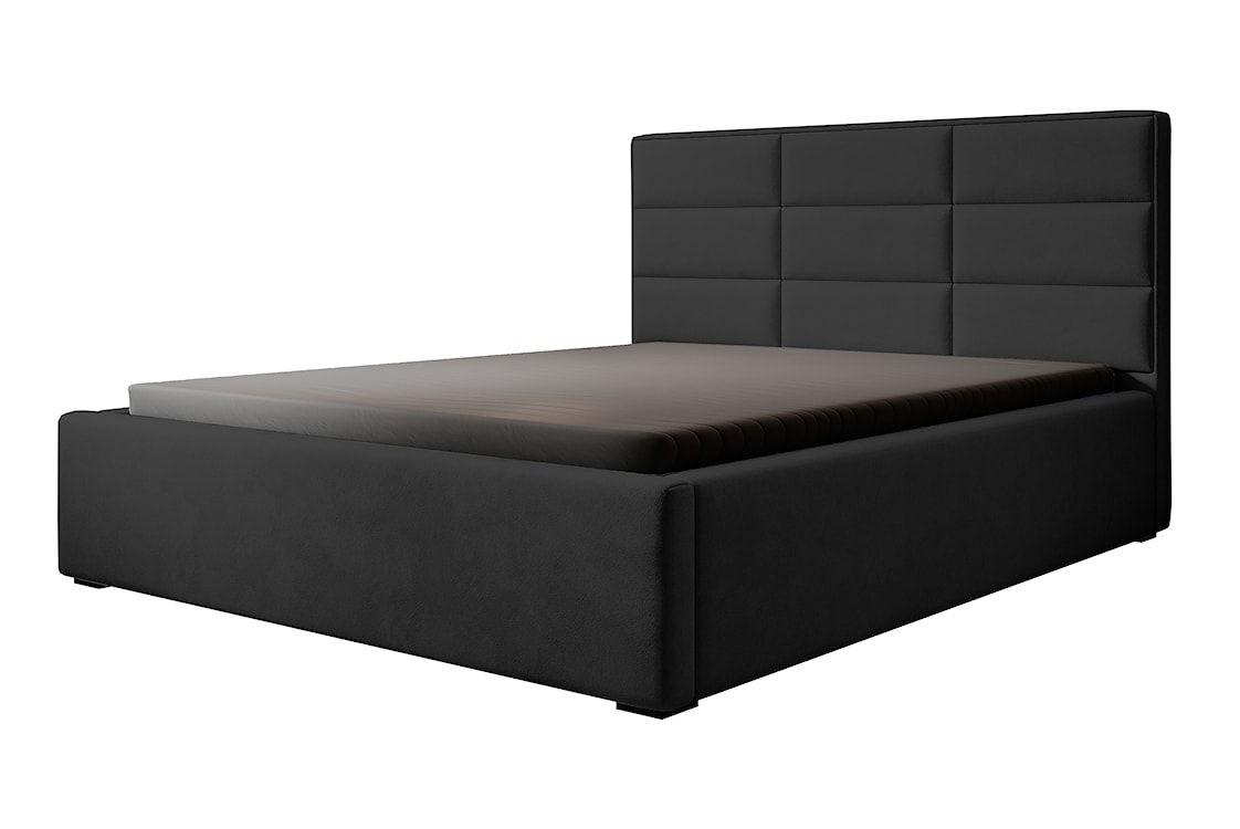 Łóżko tapicerowane 160x200 cm Suvereto z pojemnikiem hydrofobowe czarne 