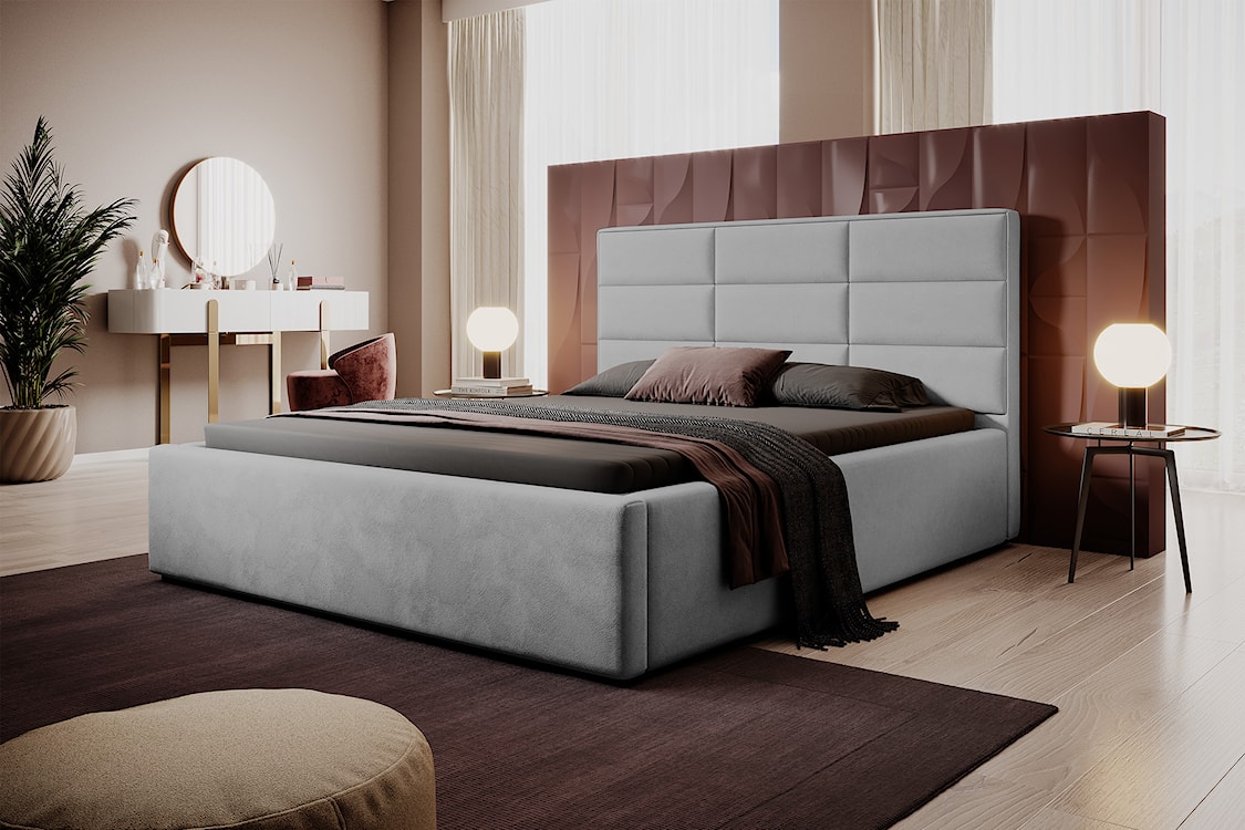 Łóżko tapicerowane 180x200 cm Suvereto hydrofobowe szare  - zdjęcie 2