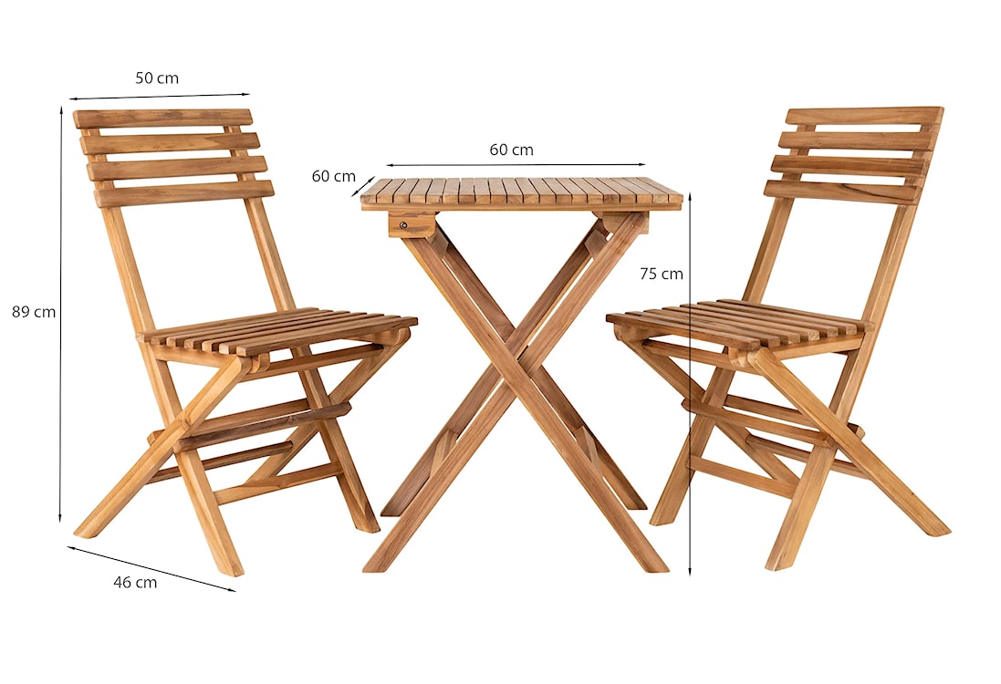 Zestaw ogrodowy Amazille z dwoma krzesłami i stolikiem drewnianym  - zdjęcie 5