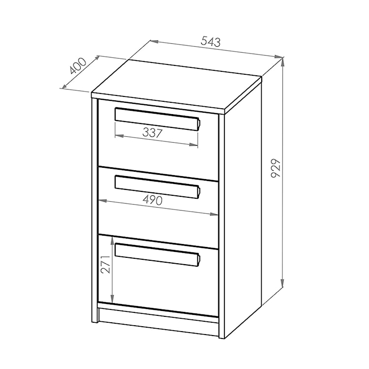 Komoda Madarro z trzema szufladami szerokość 55 cm  - zdjęcie 10