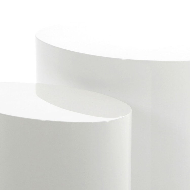 Zestaw dwóch stolików kawowych Plomin 48x33 cm i 40x24,5 cm biały połysk  - zdjęcie 3
