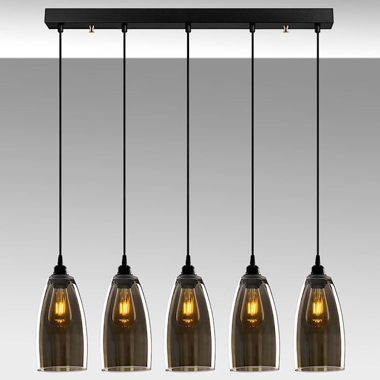Lampa sufitowa Communis x5 83 cm ciemne szkło  - zdjęcie 9