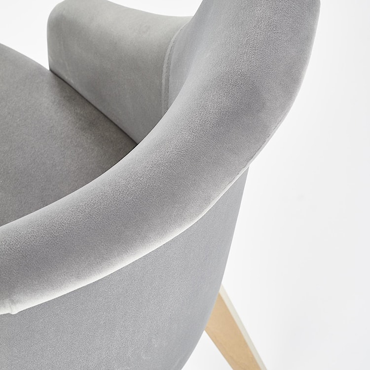 Krzesło tapicerowane Berlas szary velvet - dąb miodowy  - zdjęcie 8