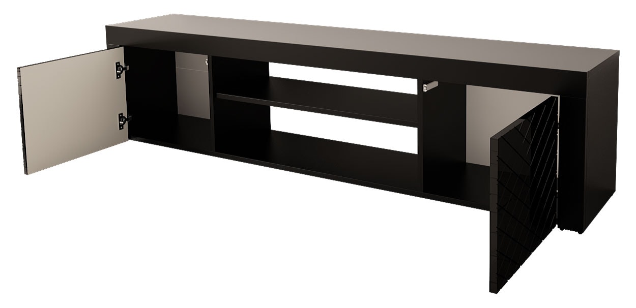 Szafka RTV Elmali 180 cm czarny mat / czarny połysk  - zdjęcie 6
