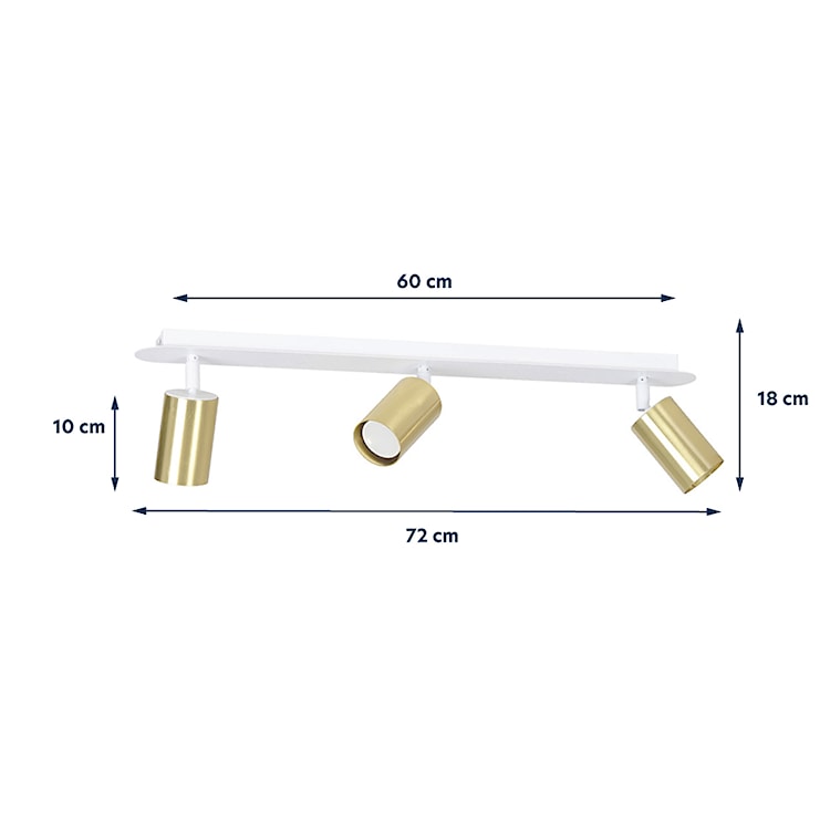 Spot sufitowy Fossano biały ze złotym kloszem x3  - zdjęcie 3