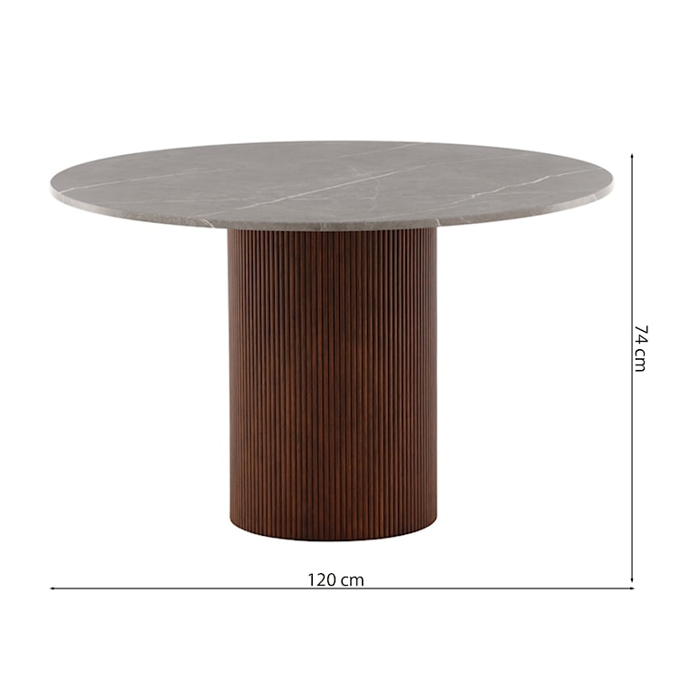 Stół do jadalni Provars okrągły średnica 120 cm szary marmur/lamele  - zdjęcie 4