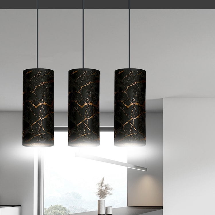 Lampa wisząca Karrla x3 50 cm czarny marmur  - zdjęcie 2