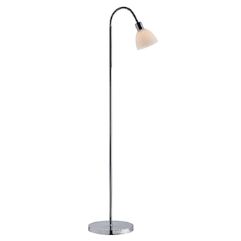 Lampa podłogowa Ray 155 cm srebrna ze szklanym kloszem