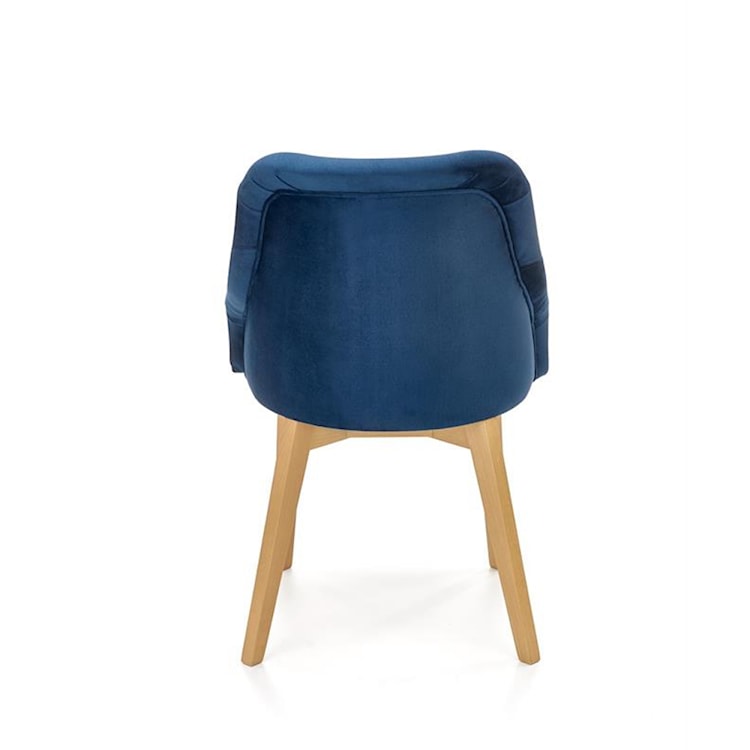 Krzesło tapicerowane Berlas granatowy velvet - dąb miodowy  - zdjęcie 6