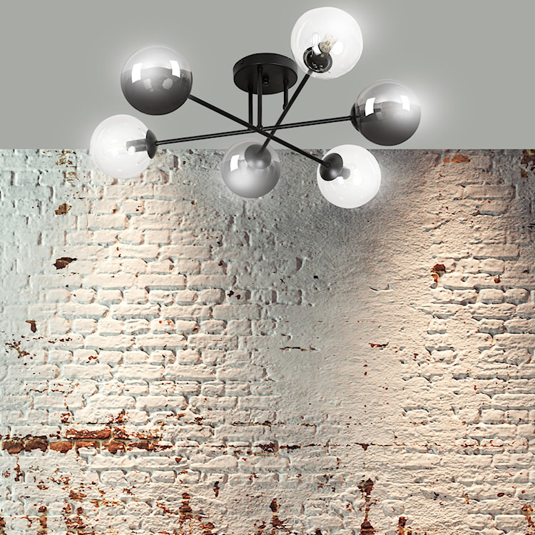 Lampa sufitowa Minturno czarno-transparentna x6  - zdjęcie 6