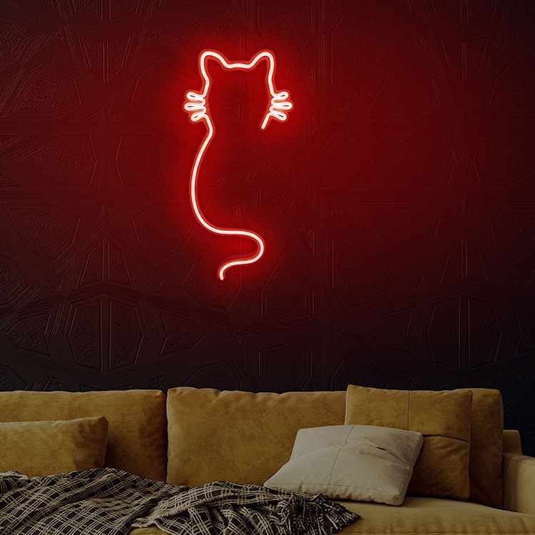 Neon na ścianę Letely w kształcie kota czerwony  - zdjęcie 3