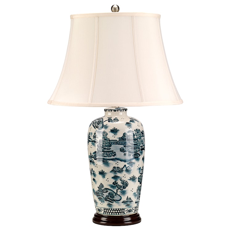 Lampa stołowa Bloen z porcelany biała/niebieska  - zdjęcie 2
