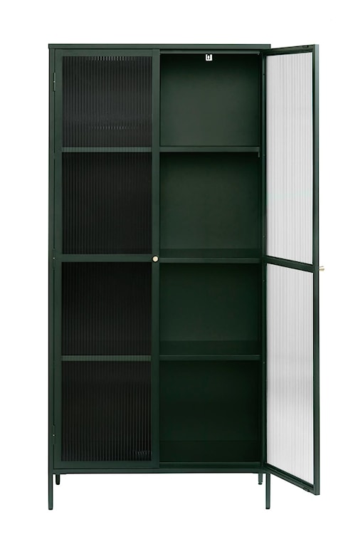 Witryna metalowa Avensunly 190 cm z przeszkleniem zielona  - zdjęcie 2
