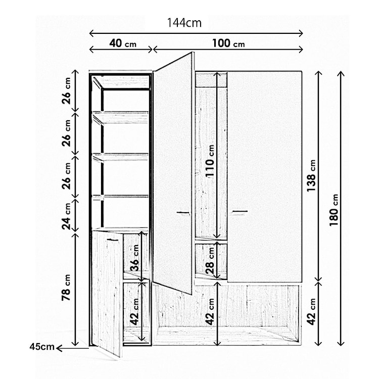 Szafa Fudda 144x180 cm dąb + antracyt  - zdjęcie 8