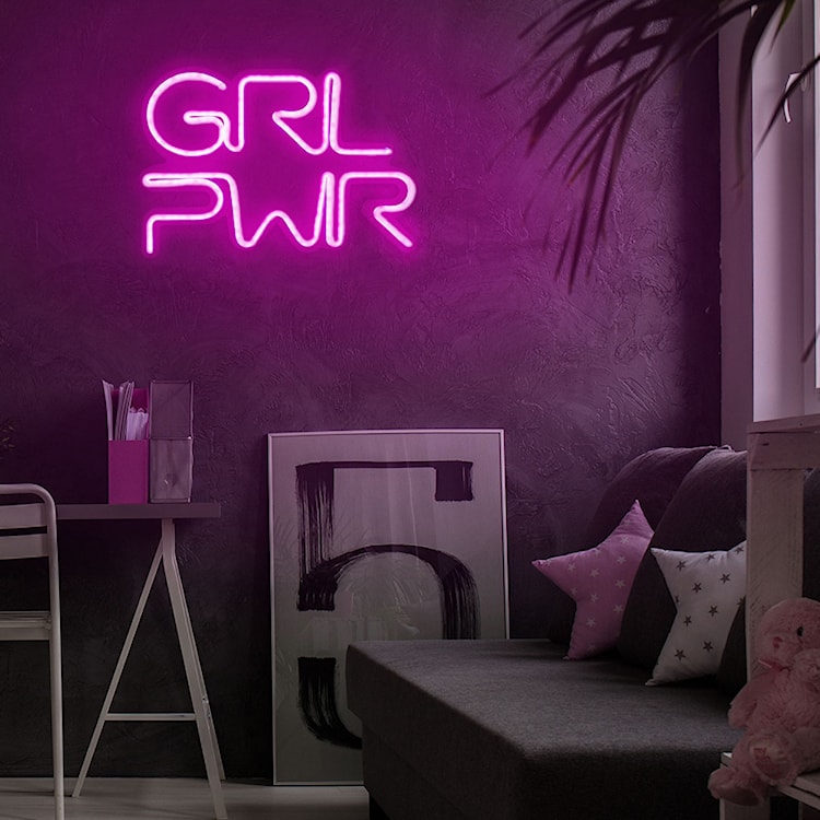 Neon na ścianę Letely z napisem Girl Power różowy  - zdjęcie 3