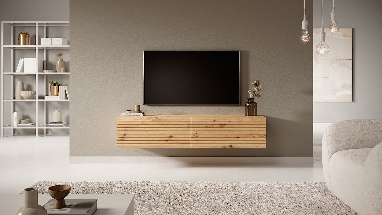 Szafka RTV Pavas 140 cm dąb artisan lamele  - zdjęcie 3