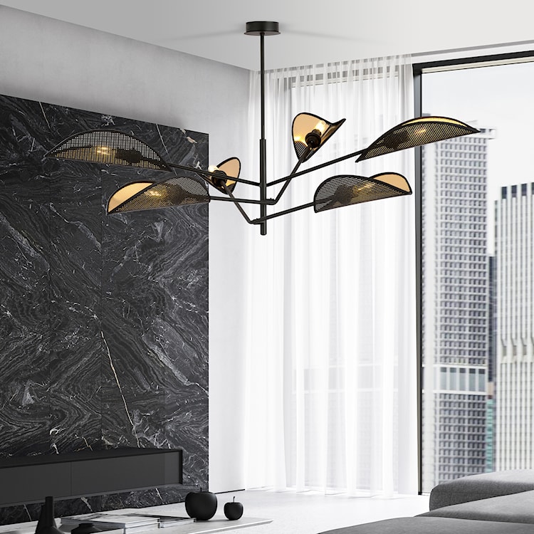 Lampa sufitowa Shintor x6 czarno-złota  - zdjęcie 4