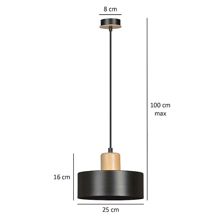 Lampa wisząca Torie średnica 25 cm czarna  - zdjęcie 8