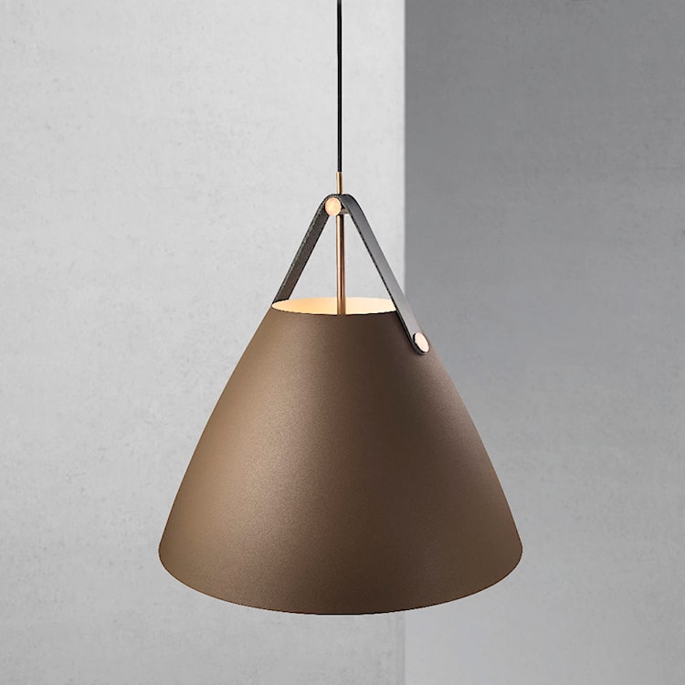 Lampa wisząca Strap średnica 48 cm brązowy metalowy klosz  - zdjęcie 5