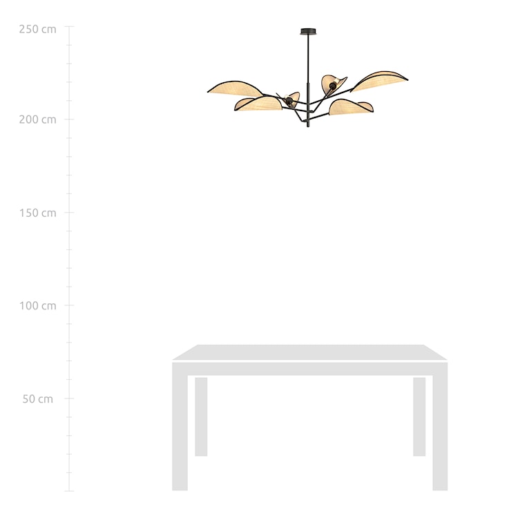 Lampa sufitowa Shintor x6 czarno-rattanowa  - zdjęcie 9