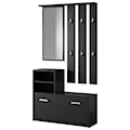 Zestaw do przedpokoju Yesfir z lustrem, wieszakami, półkami oraz szafką na buty Czarny