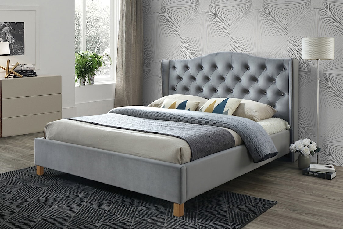 Łóżko tapicerowane Balmore 160x200 cm szary velvet  - zdjęcie 2