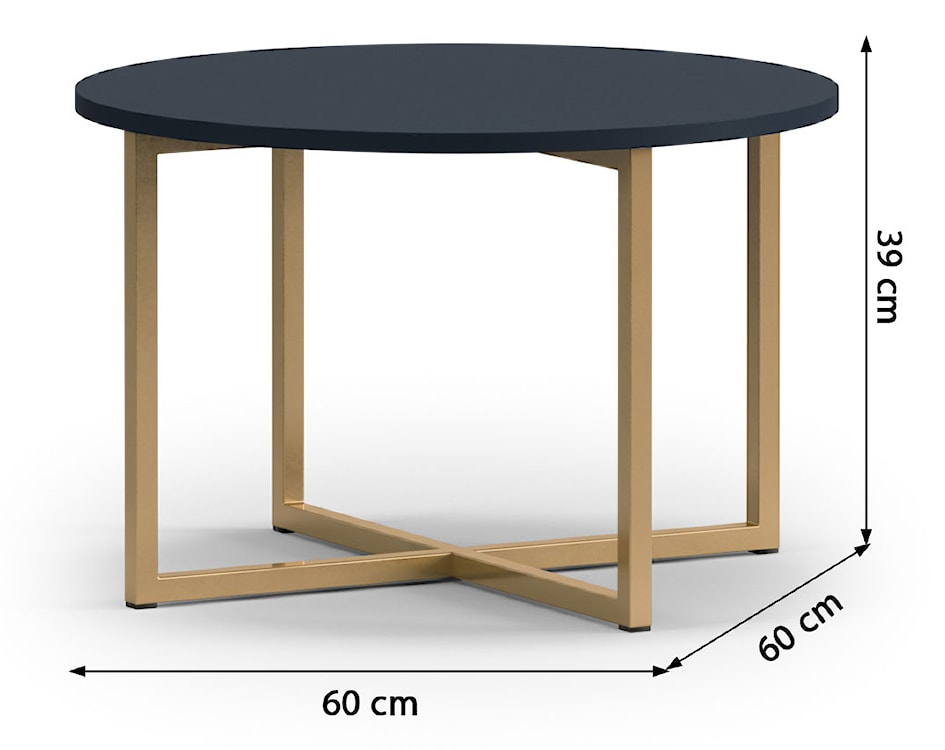 Stolik kawowy Lartti 60 cm okrągły granatowy  - zdjęcie 7