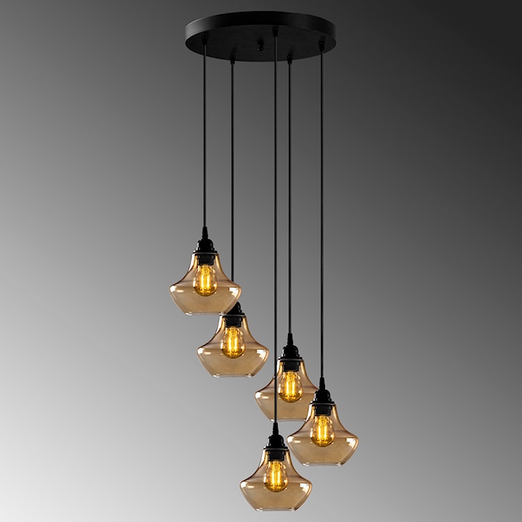 Lampa sufitowa Cheeny x5 dzwon na okrągłej podsufitce czarna  - zdjęcie 7
