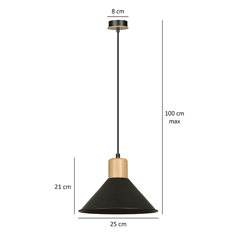 Lampa wisząca Rawn stożek średnica 25 cm czarna  - zdjęcie 9